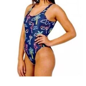 Chubbies Bathing Suit Women's Sz XL CHEEKY Electric Avenue Neon One Piece *W20